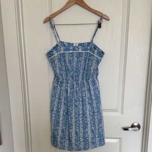 Blue Geometric Sleeveless Sundress
